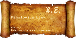 Mihalovics Elek névjegykártya